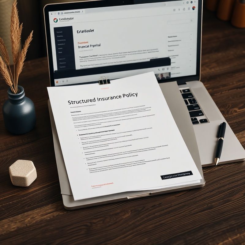 Documente de poliță structurată și laptop cu portal financiar din Luxemburg