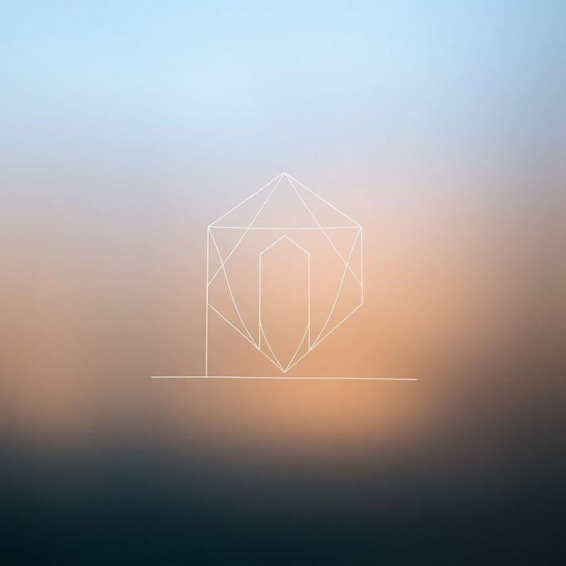 Diagramă geometrică a unei structuri holding pe sticlă mată cu gradient indigo